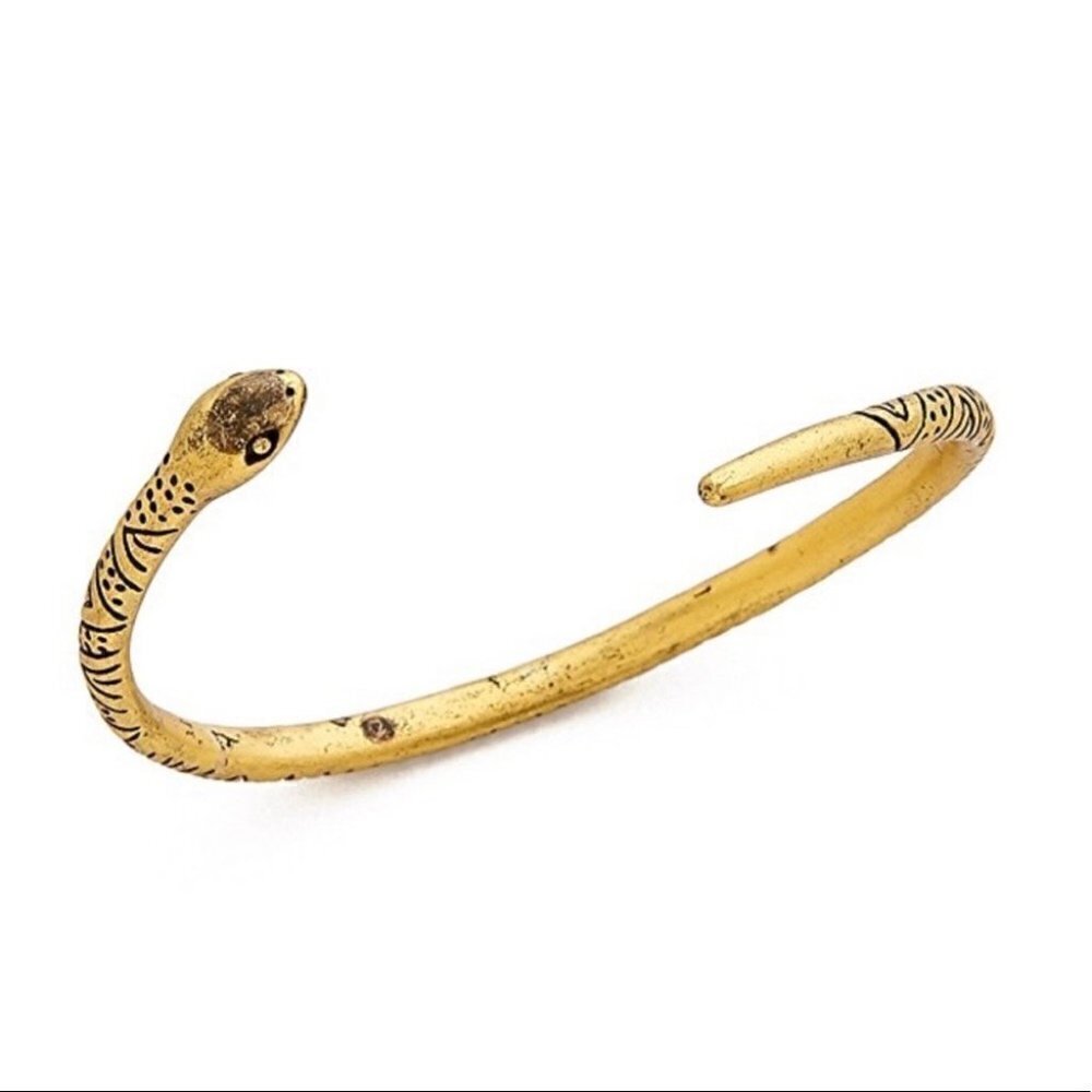 🐮🐮 NWT Madewell Gold Snake Cuff Brass Open End Bracelet - Picture 7 of 8